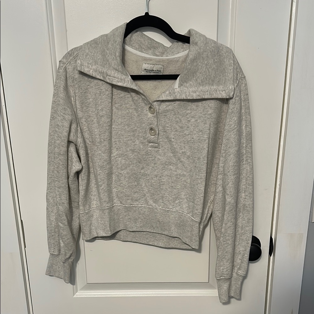 Abercrombie & Fitch Gray Boxy Polo Sweatshirt